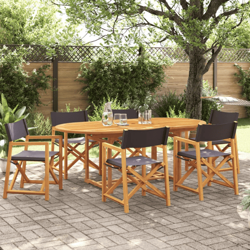 6 pcs cadeiras de jardim - Cadeiras de exterior dobráveis tecido cinzento-escuro
