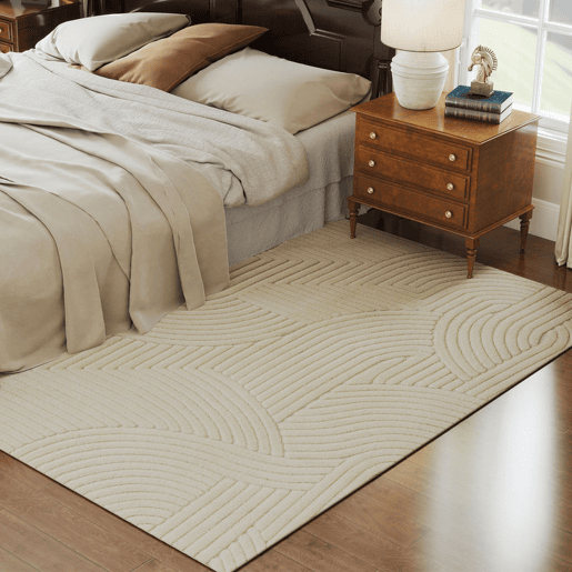 HOMCOM Tapete Sala de Estar 160x230 cm Tapete Pelo Curto Estilo Moderno Base Antiderrapante Tecida à Máquina Tapete para Sala de Estar Quarto Sala de Jantar Creme