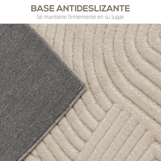 HOMCOM Tapete Sala de Estar 160x230 cm Tapete Pelo Curto Estilo Moderno Base Antiderrapante Tecida à Máquina Tapete para Sala de Estar Quarto Sala de Jantar Creme