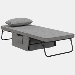 HOMCOM Sofá Cama 4 em 1 Poltrona Cama Desdobrável Estofado em Linho com Encosto Ajustável em 5 Níveis e Almofada Acolchoada para Escritório, Quarto Sala 75x80x74 cm Cinza