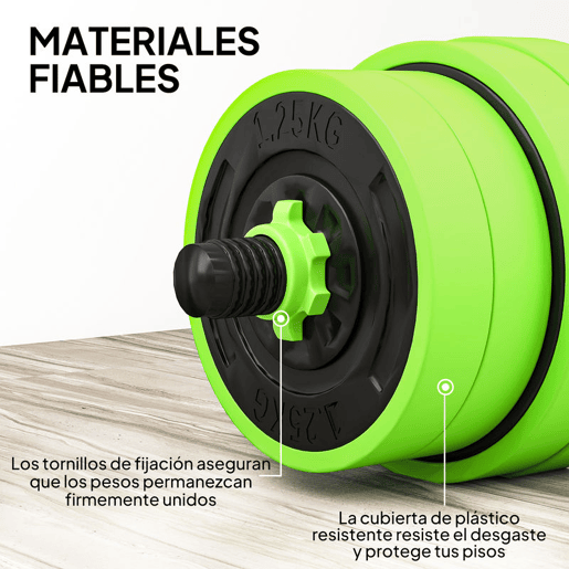 SPORTNOW Conjunto de Halteres 30 kg 4 em 1 Conjunto de Pesos com Kettlebell Barra de Pesos para Treino de Força em Casa Ginásio Escritório Verde