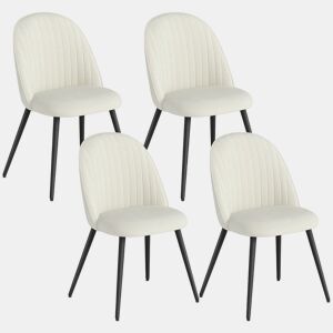 HOMCOM Conjunto de 4 Cadeiras de Sala de Jantar Modernas Cadeiras Estofadas em Veludo com Encosto Alto e Pés de Aço para Sala de Estar 50x52x83 cm Creme