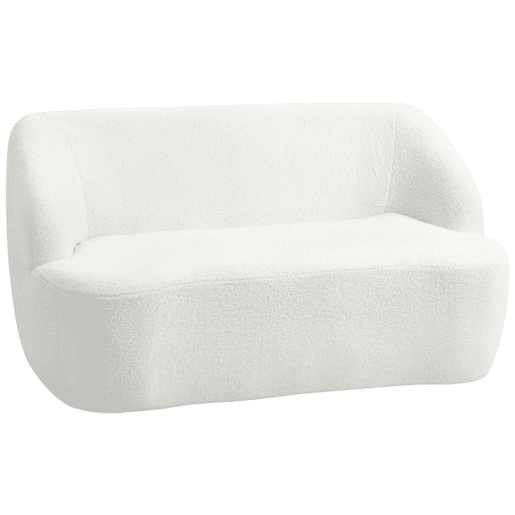 HOMCOM Sofá de 2 Lugares Estofado em Borreguito Sofá de Sala de Estar de 142 cm com Design Curvo e Acolchoamento Grosso Sem Necessidade de Montagem para Quarto Sala de Estar ou Escritório 142x85x73,5 cm Creme