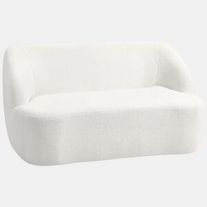 HOMCOM Sofá de 2 Lugares Estofado em Borreguito Sofá de Sala de Estar de 142 cm com Design Curvo e Acolchoamento Grosso Sem Necessidade de Montagem para Quarto Sala de Estar ou Escritório 142x85x73,5 cm Creme