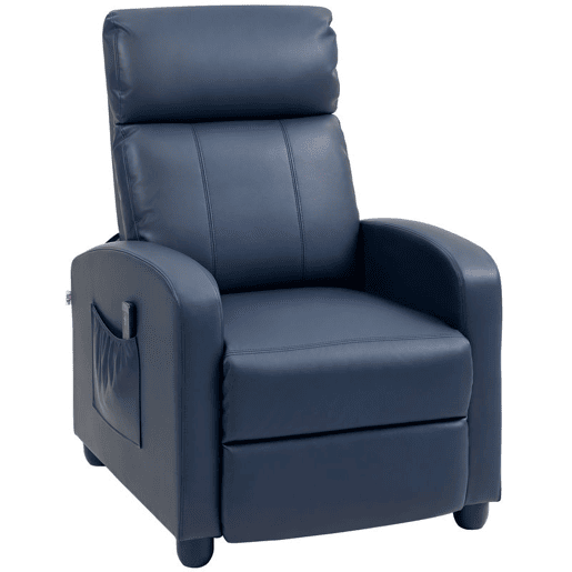 HOMCOM Poltrona de Massagem Poltrona Relax Reclinável com 2 Zonas de Massagem 8 Programas 5 Níveis de Intensidade e Controlo Remoto Estofada em PU 68x88x98 cm Azul Escuro HOMCOM Poltrona de Massagem Poltrona Relax Reclinável com 2 Zonas de Massagem 8 Programas 5 Níveis de Intensidade e Controlo Remoto Estofada em PU 68x88x98 cm Azul Escuro