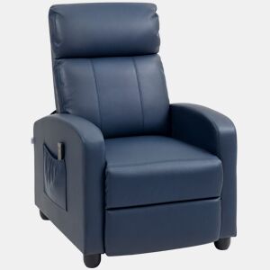 HOMCOM Poltrona de Massagem Poltrona Relax Reclinável com 2 Zonas de Massagem 8 Programas 5 Níveis de Intensidade e Controlo Remoto Estofada em PU 68x88x98 cm Azul Escuro