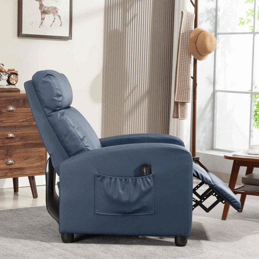 HOMCOM Poltrona de Massagem Poltrona Relax Reclinável com 2 Zonas de Massagem 8 Programas 5 Níveis de Intensidade e Controlo Remoto Estofada em PU 68x88x98 cm Azul Escuro HOMCOM Poltrona de Massagem Poltrona Relax Reclinável com 2 Zonas de Massagem 8 Programas 5 Níveis de Intensidade e Controlo Remoto Estofada em PU 68x88x98 cm Azul Escuro
