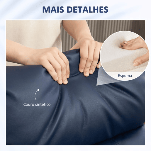 HOMCOM Poltrona de Massagem Poltrona Relax Reclinável com 2 Zonas de Massagem 8 Programas 5 Níveis de Intensidade e Controlo Remoto Estofada em PU 68x88x98 cm Azul Escuro HOMCOM Poltrona de Massagem Poltrona Relax Reclinável com 2 Zonas de Massagem 8 Programas 5 Níveis de Intensidade e Controlo Remoto Estofada em PU 68x88x98 cm Azul Escuro