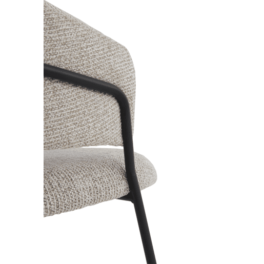 Pacote de 4 cadeirões estofados em chenille bege e pés de metal preto Pacote de 4 cadeirões estofados em chenille bege e pés de metal preto