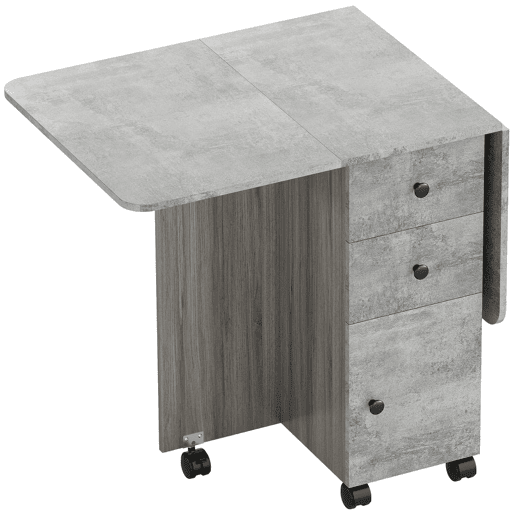 HOMCOM Mesa de Refeição Dobrável com Rodas Mesa Abatível com 2 Gavetas e Armário Mesa Auxiliar Multifuncional para Estúdio Cozinha 120x60x76,5 cm Cinza HOMCOM Mesa de Refeição Dobrável com Rodas Mesa Abatível com 2 Gavetas e Armário Mesa Auxiliar Multifuncional para Estúdio Cozinha 120x60x76,5 cm Cinza