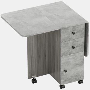 HOMCOM Mesa de Refeição Dobrável com Rodas Mesa Abatível com 2 Gavetas e Armário Mesa Auxiliar Multifuncional para Estúdio Cozinha 120x60x76,5 cm Cinza