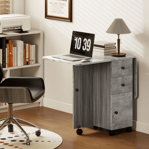 HOMCOM Mesa de Refeição Dobrável com Rodas Mesa Abatível com 2 Gavetas e Armário Mesa Auxiliar Multifuncional para Estúdio Cozinha 120x60x76,5 cm Cinza HOMCOM Mesa de Refeição Dobrável com Rodas Mesa Abatível com 2 Gavetas e Armário Mesa Auxiliar Multifuncional para Estúdio Cozinha 120x60x76,5 cm Cinza