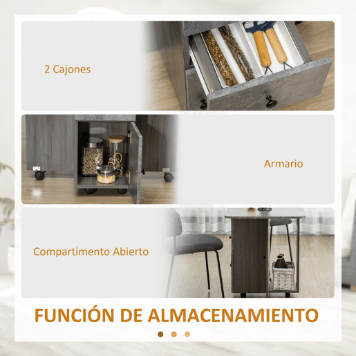 HOMCOM Mesa de Refeição Dobrável com Rodas Mesa Abatível com 2 Gavetas e Armário Mesa Auxiliar Multifuncional para Estúdio Cozinha 120x60x76,5 cm Cinza HOMCOM Mesa de Refeição Dobrável com Rodas Mesa Abatível com 2 Gavetas e Armário Mesa Auxiliar Multifuncional para Estúdio Cozinha 120x60x76,5 cm Cinza
