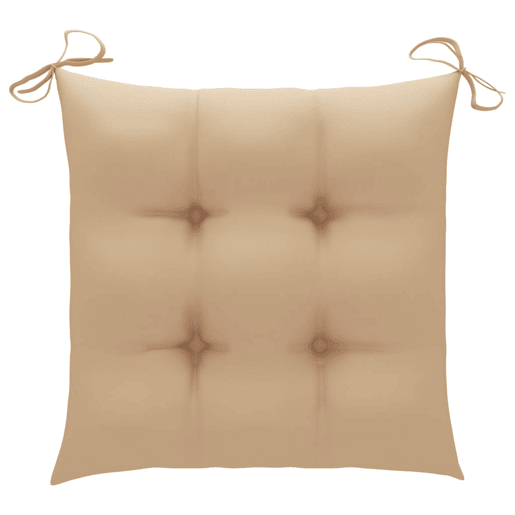 Cadeiras de jardim - Cadeiras de exterior c almofadões beges 4 pcs teca maciça
