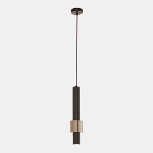 Candeeiro suspenso Lulled com Abajur Cilíndrico Duplo GU10 200x10x10cm - Preto  Prateado lux.pro
