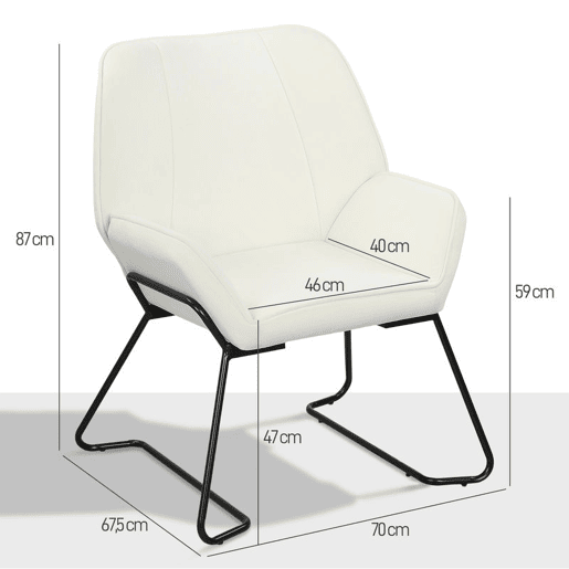 HOMCOM Poltrona Sala de Estar Moderna Poltrona de Leitura com Assento Largo e Acolchoado Estofada em Veludo Pés de Metal Poltrona para Dormitório 70x67,5x87 cm Creme