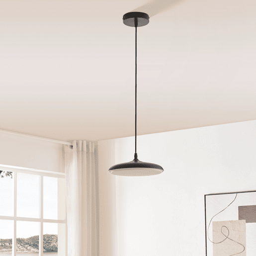 Candeeiro suspenso Oupilu com LEDs integrados em metal 120x25x25 cm pretobranco lux.pro