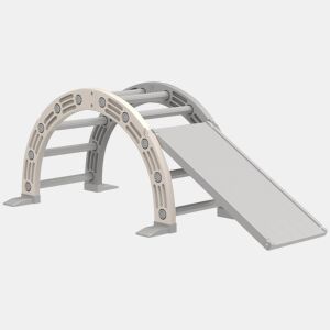 AIYAPLAY Brinquedo de Escalada para Crianças 4 em 1 com Arco de Escalada Baloiço Rampa e Escorrega Brinquedo de Plástico para Crianças de 18-48 Meses para Interior e Exterior Cinza e Branco