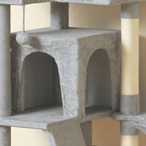 PawHut Arranhador para Gatos 160 cm Torre de Escalada com Múltiplas Plataformas Cama 2 Cavernas Rede Escada Postes de Sisal Bolas para Brincar Cinzento Claro