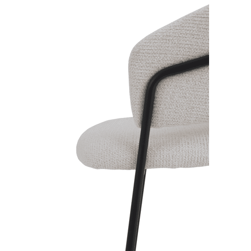 Pacote de 4 cadeirões estofados em chenille creme e pés de metal preto