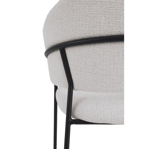 Pacote de 4 cadeirões estofados em chenille creme e pés de metal preto
