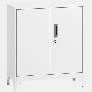 HOMCOM Armário de Arrumação Metálico Armário de Escritório com 2 Portas Fecho Prateleira Fácil Montagem Arquivador para Escritório Estudo Garagem Sala de Estar 80x35x91 cm Branco