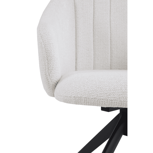 Pacote de 4 cadeirões giratórios estofados em chenille creme e pés de metal preto