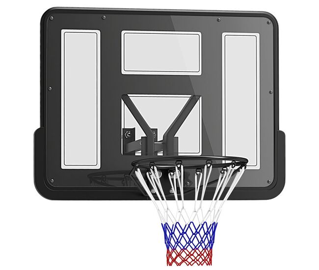 Sportnow canasta de baloncesto de pared, tablero de baloncesto para interior y exterior, con panel irrompible de 110x75 cm y red resistente a