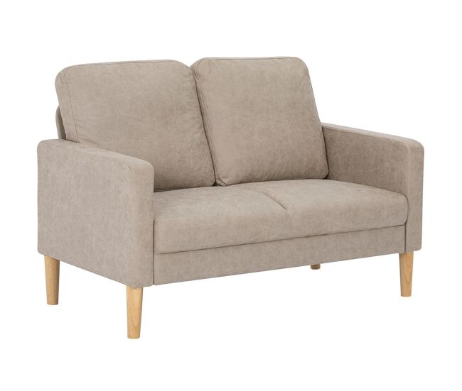 Homcom sofá de 2 plazas, tapizado en microfibra, sofá moderno con patas de madera, reposabrazos, para salón, dormitorio, oficina, sala de estar, 130x78x85 cm, crema