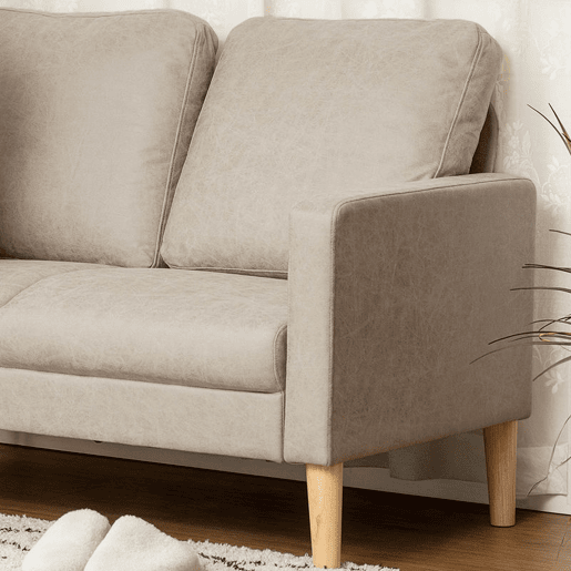 HOMCOM Sofá de 2 Lugares Estofado em Microfibra Sofá Moderno com Pés de Madeira Apoio de Braços para Sala Quarto Escritório Sala de Estar 130x78x85 cm Creme