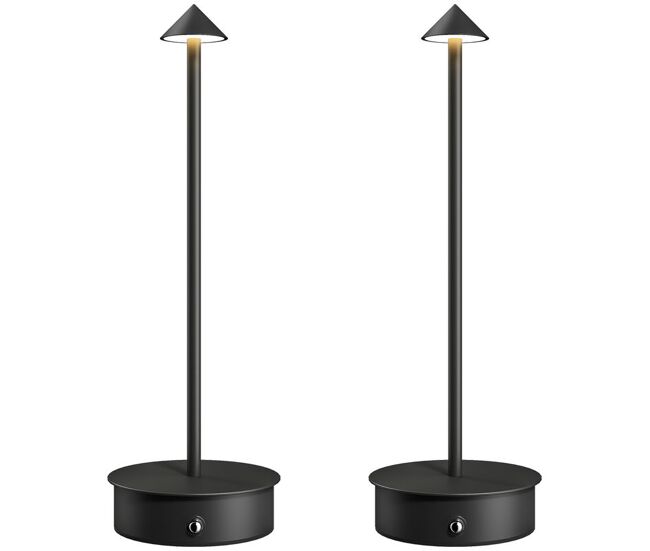 Homcom juego de 2 lámparas de mesa recargables por usb, lámparas de mesita de noche regulables con control táctil, 3000k/4500k/6000k, luz led incluida