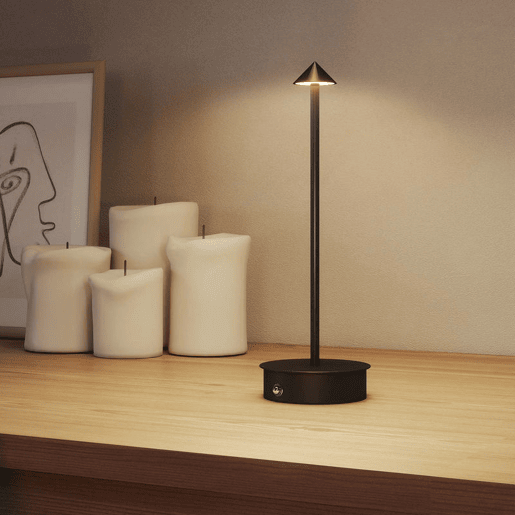 HOMCOM Conjunto de 2 Candeeiros de Mesa Recarregáveis por USB Reguláveis com Controlo Táctil 3000K4500K6500K Luz LED Incluída para Quarto Sala ou Escritório Ø10x30 cm Preto