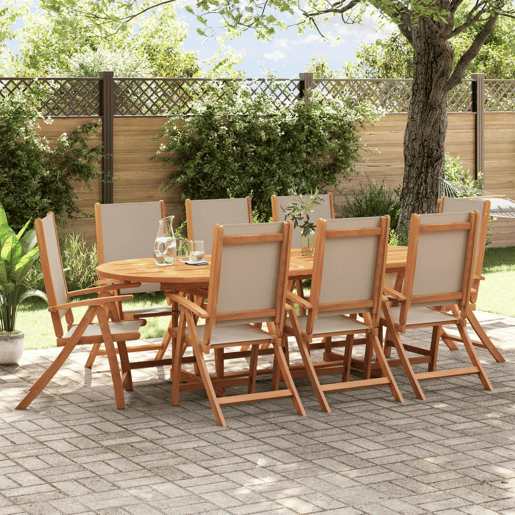 Cadeiras de jardim - Cadeiras de exterior dobráveis 8 pcs acácia maciça e textilene