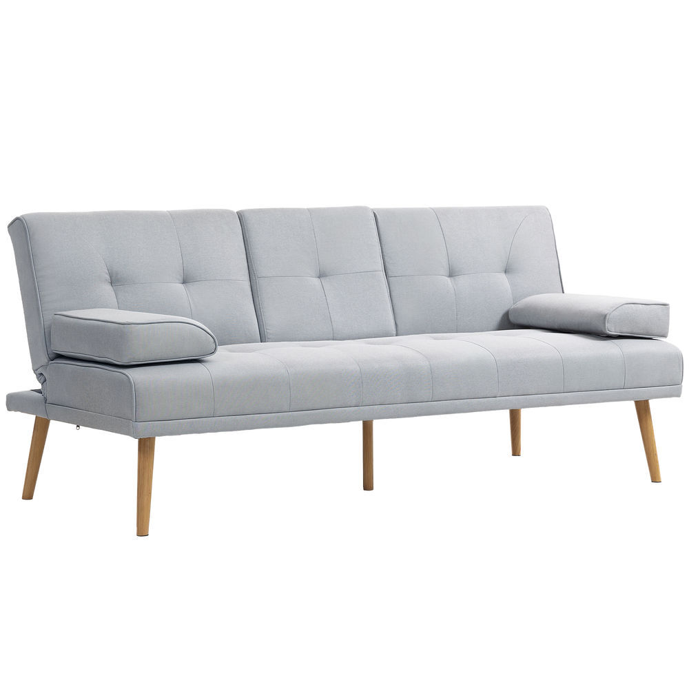 Sofá Cama Lino Sintético, Madera de Álamo HOMCOM