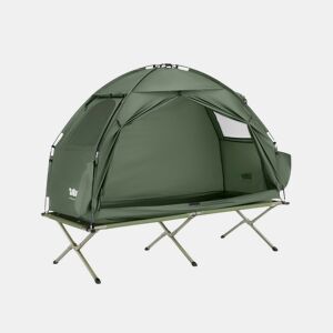 SoBuy Cama de campismo Tenda de campismo exterior com gancho para candeeiro e bolsos para sapatos Tenda 3 em 1 para 1 pessoa Prática 193x86x160 cm OGS32-II-GR