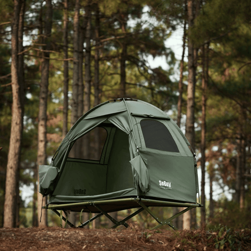 SoBuy Cama de campismo Tenda de campismo exterior com gancho para candeeiro e bolsos para sapatos Tenda 3 em 1 para 1 pessoa Prática 193x86x160 cm OGS32-II-GR