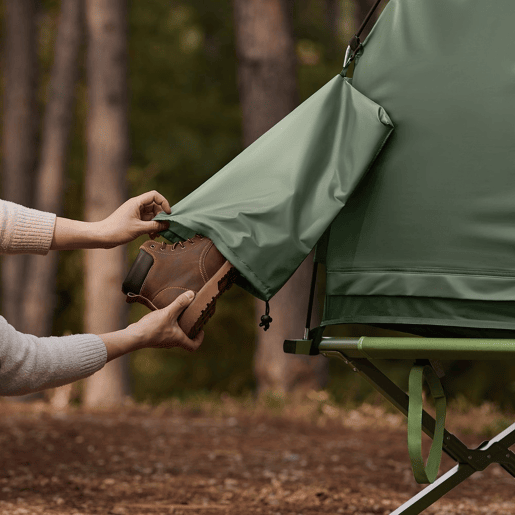 SoBuy Cama de campismo Tenda de campismo exterior com gancho para candeeiro e bolsos para sapatos Tenda 3 em 1 para 1 pessoa Prática 193x86x160 cm OGS32-II-GR