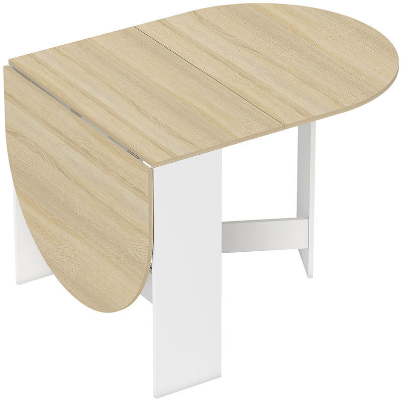 Homcom mesa plegable de comedor, mesa de cocina plegable ovalada, 163x80x75 cm con alas abatibles, hasta 6 personas, para comedor, salón, espacio pequeño, natural