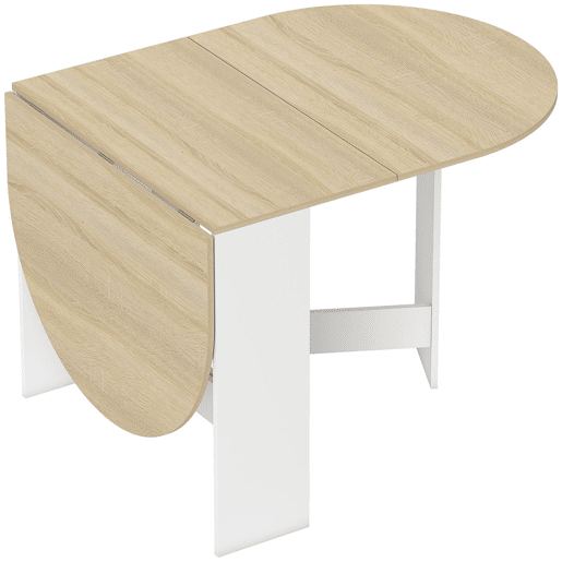 HOMCOM Mesa de Cozinha Dobrável Mesa de Jantar Dobrável Ovalada com Laterais Abatíveis Estilo Moderno 163x80x75 cm Madeira