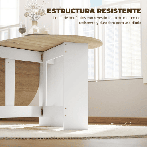 HOMCOM Mesa de Cozinha Dobrável Mesa de Jantar Dobrável Ovalada com Laterais Abatíveis Estilo Moderno 163x80x75 cm Madeira