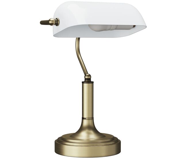 Homcom lámpara de escritorio banquero vintage lámpara de mesa banker e27 con pantalla orientable a 45° interruptor basculante para hogar dormitorio