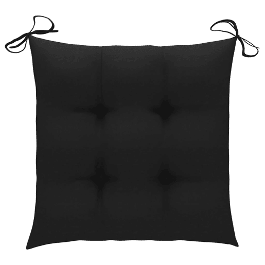 Cadeiras de jardim - Cadeiras de exterior c almofadões pretos 4 pcs teca maciça