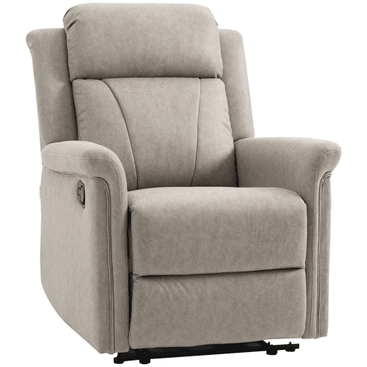 HOMCOM Poltrona Relax Reclinável Manual Poltrona Relax em Tecido com Apoios de Braço Apoio para os Pés Encosto Alto Almofadada Poltrona Reclinável até 135º para Sala Quarto, Escritório 78x96x102 cm Cinza