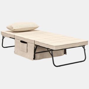 HOMCOM Sofá Cama 4 em 1 Poltrona Cama Desdobrável Estofado em Linho com Encosto Ajustável em 5 Níveis e Almofada Acolchoada para Escritório, Quarto Sala 75x80x74 cm Creme