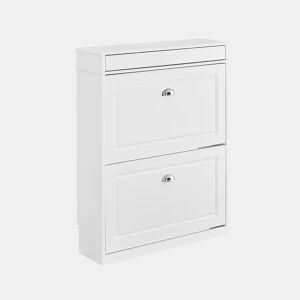 SoBuy FSR78-L-W Sapateira com 2 dobras, Sapateira de entrada, Sapateira economizadora de espaço para 12 pares, para corredor ou entrada, 75x24x96cm Branco