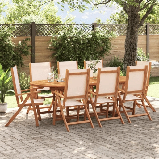 Cadeiras de jardim - Cadeiras de exterior dobráveis 8 pcs acácia maciça e textilene