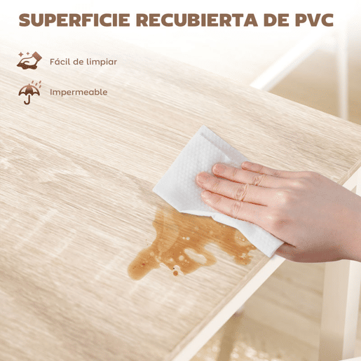 HOMCOM Conjunto de Mesa e Cadeiras de Refeição Mesa de Cozinha Retangular com 4 Cadeiras Estilo Moderno Estrutura Metálica para Espaços Pequenos Carvalho e Branco