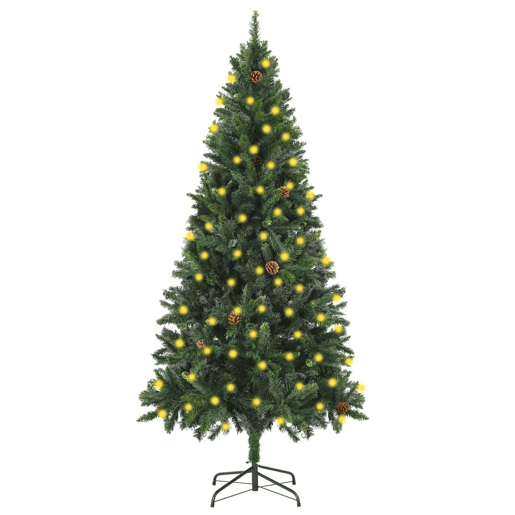 Árvore de Natal pré-iluminada com pinhas 180 cm verde