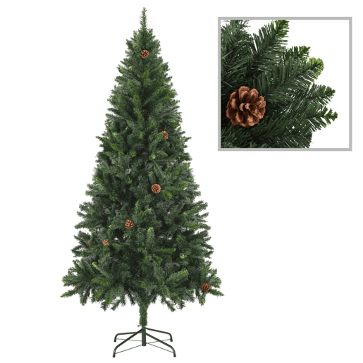 Árvore de Natal pré-iluminada com pinhas 180 cm verde