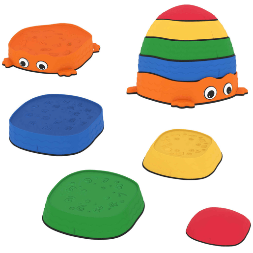 AIYAPLAY Conjunto de Pedras de Equilíbrio Empilháveis para Crianças de 5 Peças Jogo de Equilíbrio para Crianças acima dos 2 Anos Forma de Rã Antiderrapantes para Interior e Exterior Multicolor